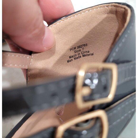 Journee Gray T-Strap Pumps with Double Buckle Closure & Pointed Toe Size 7 - Picture 6 of 11